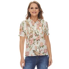 Floral Women s Short Sleeve Double Pocket Shirt