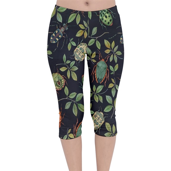 Nature With Bugs Velvet Capri Leggings 