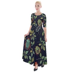 Nature With Bugs Half Sleeves Maxi Dress by Sparkle