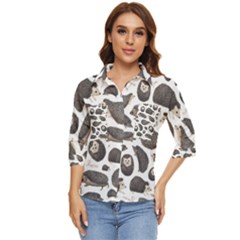 Hedgehog Women s Quarter Sleeve Pocket Shirt