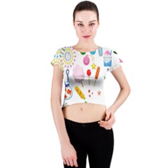 Summer-fair-food-goldfish Copy Copy Crew Neck Crop Top by Nexatart