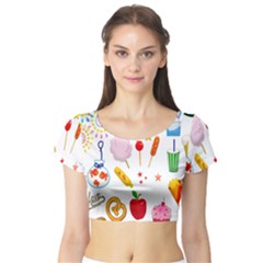 Summer-fair-food-goldfish Copy Copy Short Sleeve Crop Top by Nexatart