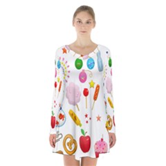 Summer-fair-food-goldfish Copy Copy Long Sleeve Velvet V-neck Dress