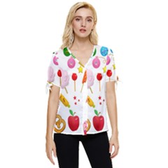 Summer-fair-food-goldfish Copy Copy Bow Sleeve Button Up Top by Nexatart