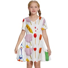 Summer-fair-food-goldfish Copy Copy Kids  Short Sleeve Tiered Mini Dress by Nexatart