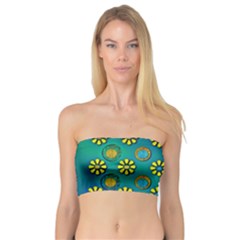 Yellow And Blue Proud Blooming Flowers Bandeau Top by pepitasart