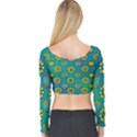 Yellow And Blue Proud Blooming Flowers Long Sleeve Crop Top View2