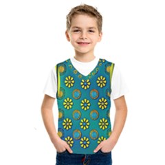 Yellow And Blue Proud Blooming Flowers Kids  Basketball Tank Top by pepitasart