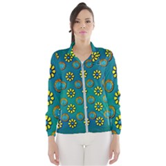 Yellow And Blue Proud Blooming Flowers Women s Windbreaker by pepitasart