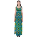 Yellow And Blue Proud Blooming Flowers Empire Waist Maxi Dress View1