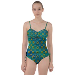 Yellow And Blue Proud Blooming Flowers Sweetheart Tankini Set by pepitasart