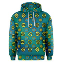 Yellow And Blue Proud Blooming Flowers Men s Overhead Hoodie by pepitasart