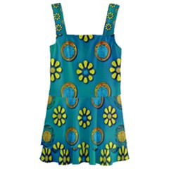 Yellow And Blue Proud Blooming Flowers Kids  Layered Skirt Swimsuit by pepitasart