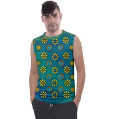 Yellow And Blue Proud Blooming Flowers Men s Regular Tank Top by pepitasart