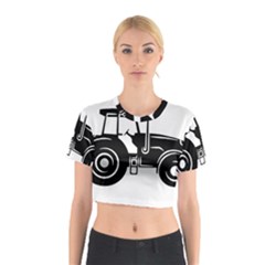 Black-farm-tractor-cut Cotton Crop Top by DinzDas