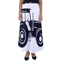 Black-farm-tractor-cut Flared Maxi Skirt by DinzDas