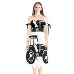 Black-farm-tractor-cut Shoulder Tie Bardot Midi Dress by DinzDas