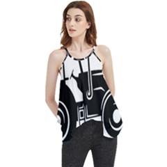 Black-farm-tractor-cut Flowy Camisole Tank Top by DinzDas