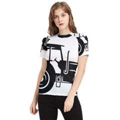 Black-farm-tractor-cut Women s Short Sleeve Rash Guard by DinzDas