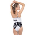 Black-farm-tractor-cut Classic One Shoulder Swimsuit View2