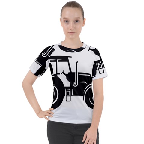 Black-farm-tractor-cut Women s Sport Raglan Tee by DinzDas