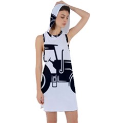 Black-farm-tractor-cut Racer Back Hoodie Dress