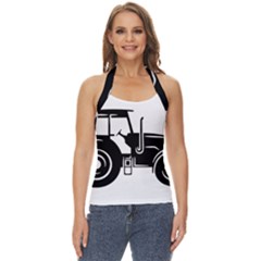 Black-farm-tractor-cut Basic Halter Top by DinzDas