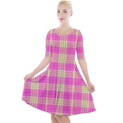 Pink Tartan 4 Quarter Sleeve A-line Dress by tartantotartanspink