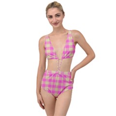 Pink Tartan 4 Tied Up Two Piece Swimsuit by tartantotartanspink