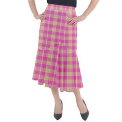 Pink Tartan 4 Midi Mermaid Skirt by tartantotartanspink