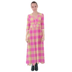 Pink Tartan 4 Button Up Maxi Dress by tartantotartanspink