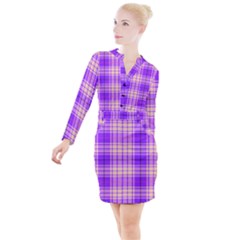 Pink Tartan 6 Button Long Sleeve Dress by tartantotartanspink