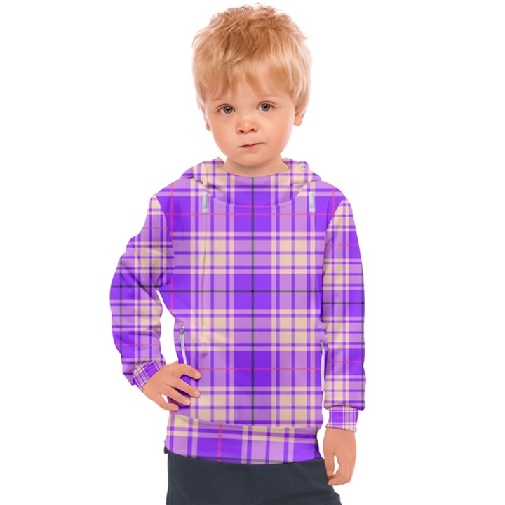 Pink Tartan 6 Kids  Hooded Pullover