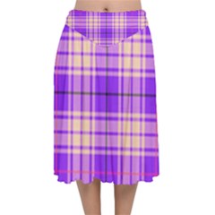 Pink Tartan 6 Velvet Flared Midi Skirt by tartantotartanspink