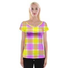 Pink Tartan-8 Cap Sleeve Top by tartantotartanspink