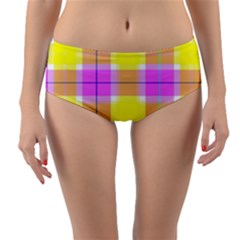 Pink Tartan-8 Reversible Mid-waist Bikini Bottoms by tartantotartanspink