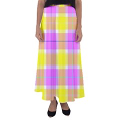 Pink Tartan-8 Flared Maxi Skirt by tartantotartanspink