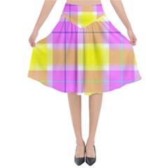 Pink Tartan-8 Flared Midi Skirt by tartantotartanspink