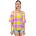 Pink Tartan-8 Off Shoulder Short Sleeve Top View1