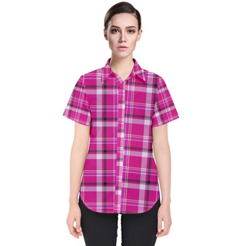 Pink Tartan-9 Women s Short Sleeve Shirt by tartantotartanspink