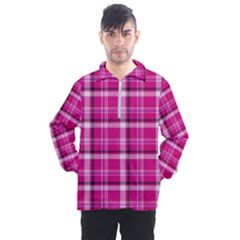 Pink Tartan-9 Men s Half Zip Pullover by tartantotartanspink