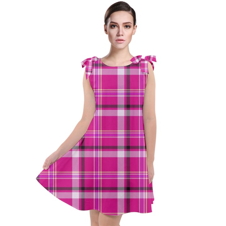 Pink Tartan-9 Tie Up Tunic Dress