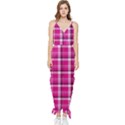 Pink Tartan-9 Sleeveless Tie Ankle Chiffon Jumpsuit View1