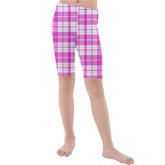 Pink Tartan Kids  Mid Length Swim Shorts by tartantotartanspink