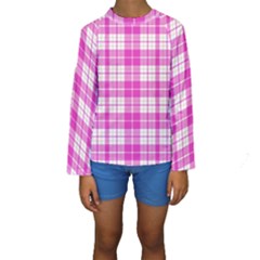 Pink Tartan Kids  Long Sleeve Swimwear by tartantotartanspink