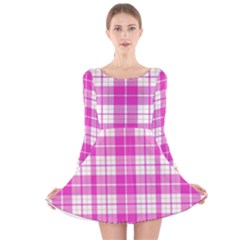 Pink Tartan Long Sleeve Velvet Skater Dress by tartantotartanspink