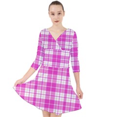 Pink Tartan Quarter Sleeve Front Wrap Dress by tartantotartanspink