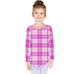 Pink Tartan Kids  Long Sleeve Tee