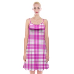 Pink Tartan Spaghetti Strap Velvet Dress