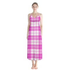 Pink Tartan Button Up Chiffon Maxi Dress by tartantotartanspink